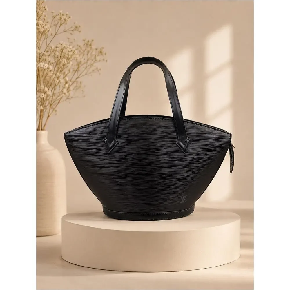 Louis Vuitton Epi Saint Jacques PM Black Epi Leather Tote Bag Vintage Authentic